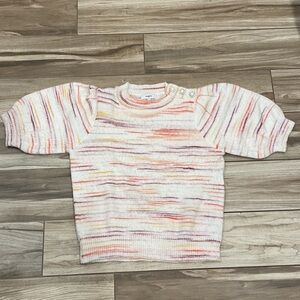 Suncoo Cream Knit Sweater with Pink, Orange, purple and Yellow